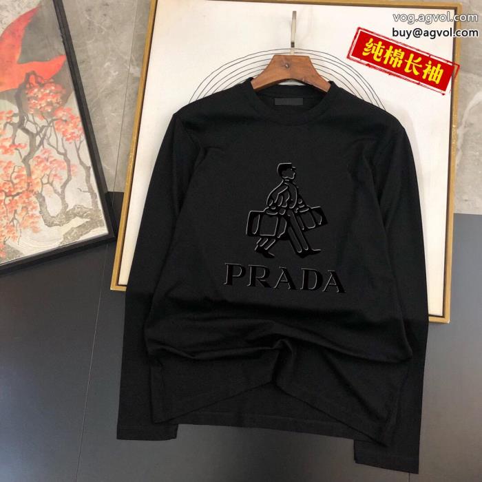 コピー ブランド 通販 安心通気性のいい定番が欲しい方長袖Tシャツプラダ PRADA高等材料_0_3