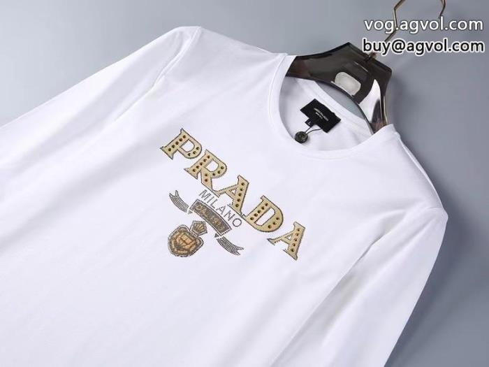 プラダ長袖Tシャツ目を引く2023トップス上品なカジュアルコーデにコピー 品 販売お得で品が良い_0_1