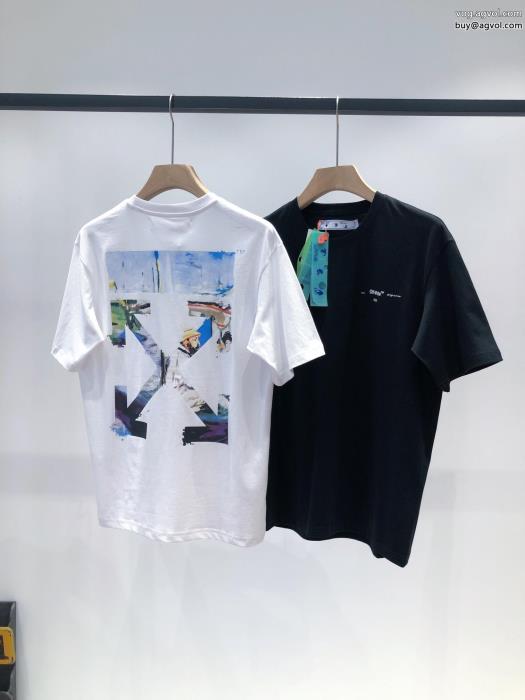 Off-Whiteブランド フェイクジュアル感強めの着柔らかい色調半袖Tシャツ_0_1