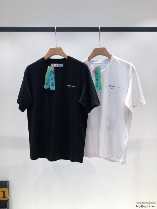 Off-Whiteブランド フェイクジュアル感強めの着柔らかい色調半袖Tシャツ_0_2