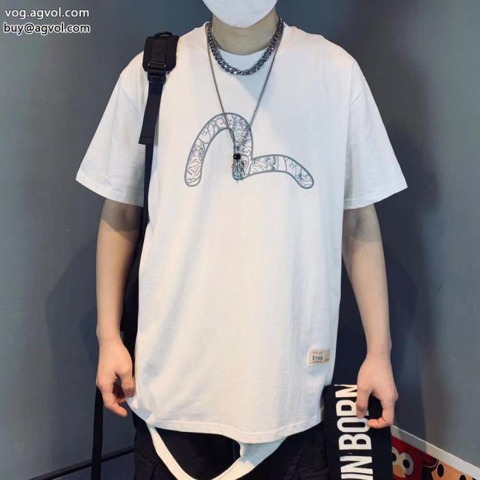 激安 ブランド最新先取りおしゃれなロゴ入りロゴが素敵エヴィス半袖Tシャツ_0_1