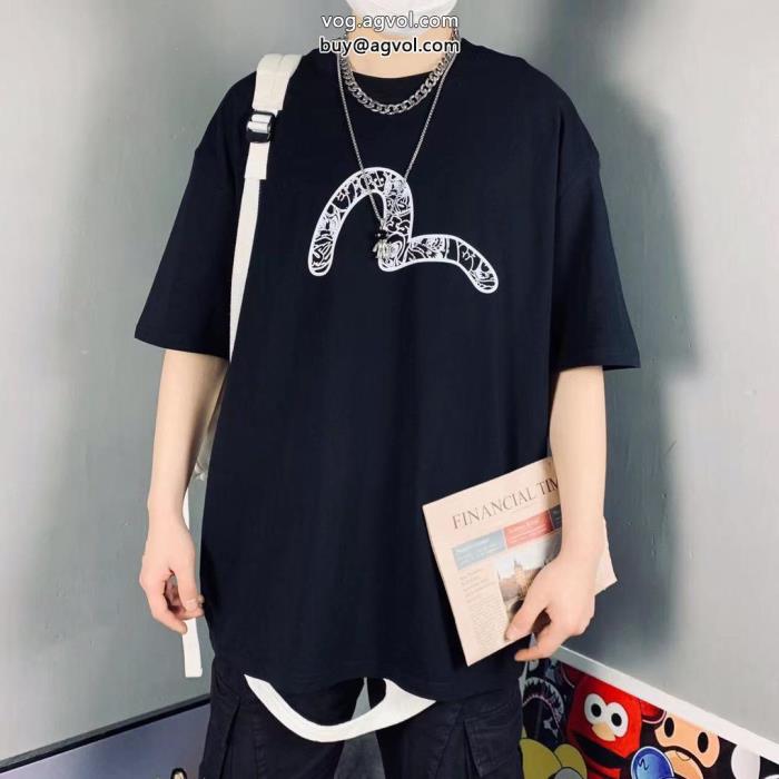 激安 ブランド最新先取りおしゃれなロゴ入りロゴが素敵エヴィス半袖Tシャツ_0_4