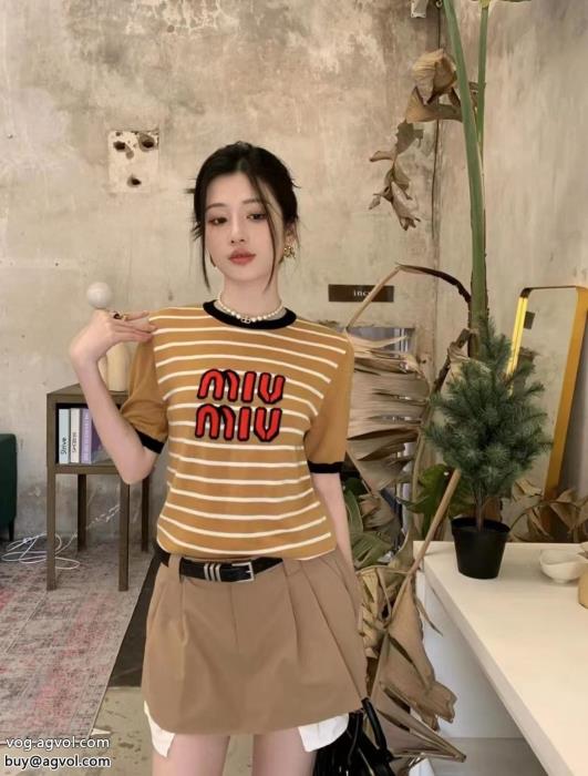 半袖Tシャツ先行入手モード感の高いミュウミュウコピー 商品 ブランド_0_1