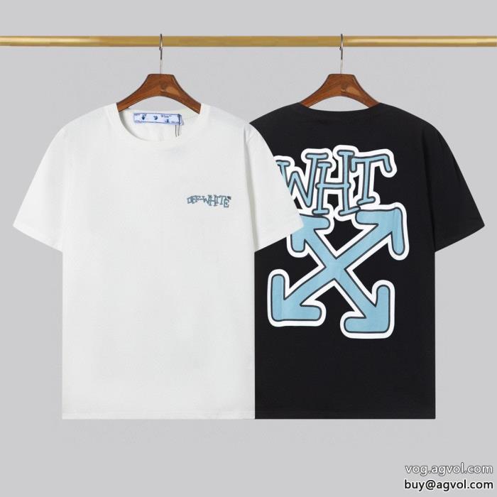 激安 ブランドオフホワイト涼しげに演出お洒落度が一段アップする半袖Tシャツ_0_2