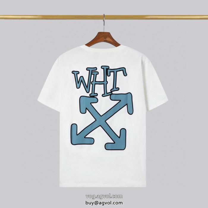 激安 ブランドオフホワイト涼しげに演出お洒落度が一段アップする半袖Tシャツ_0_4