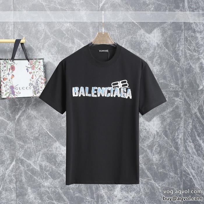 balenciaga偽 ブランド 限定版プリント最旬のスタイル半袖Tシャツ_0_1