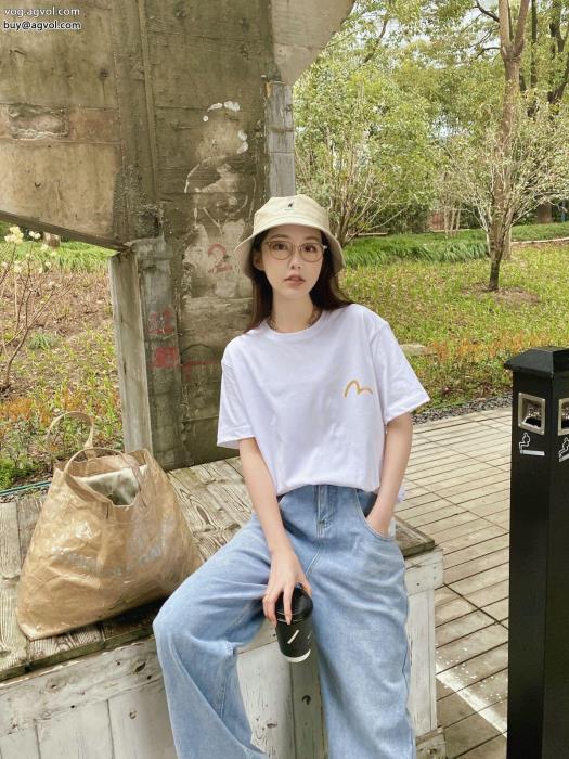 激安 ブランド半袖Tシャツシンプル使える柔らかい色調エヴィス_0_4