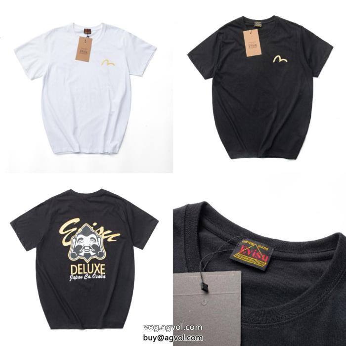 激安 ブランド半袖Tシャツシンプル使える柔らかい色調エヴィス_0_5