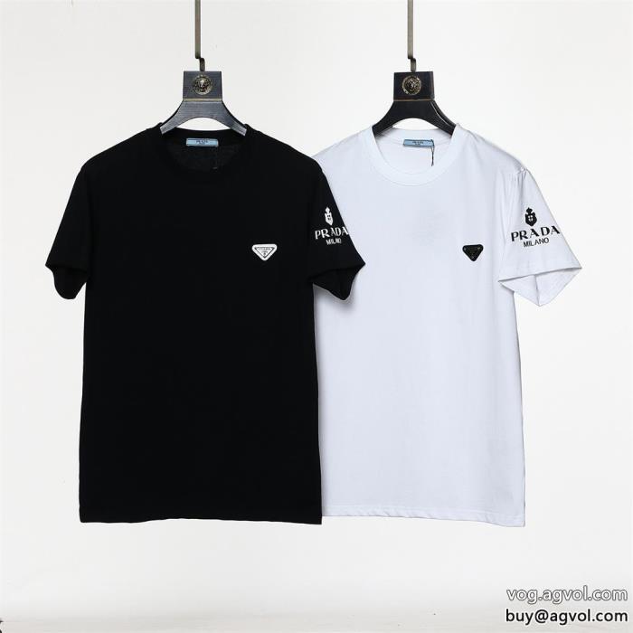 肌触りの良いサラりと入荷予定半袖Tシャツ偽物 ブランド 激安PRADA_0_2