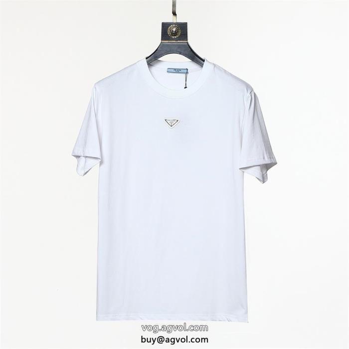 偽 ブランド 販売注目されている爽やかすぎない大人の印象に半袖TシャツPRADA_0_1