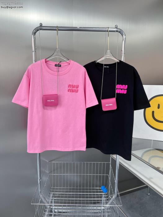 コピー 品 販売MIUMIU優しげ人気アイテム新作2023らしさをプラス半袖Tシャツ_0_1