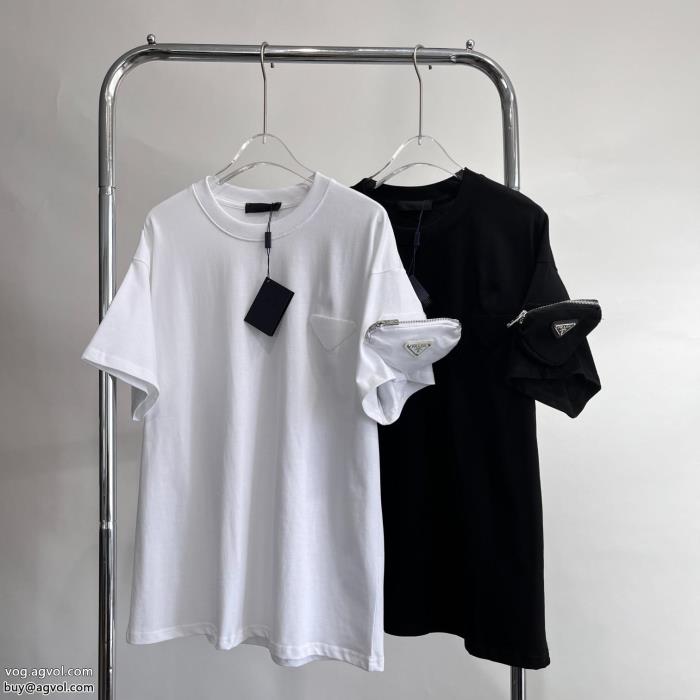 PRADA偽物 ブランド ショップ新しい斬新なスタイル着心地のいい半袖Tシャツ_0_1