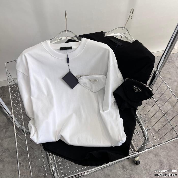 PRADA偽物 ブランド ショップ新しい斬新なスタイル着心地のいい半袖Tシャツ_0_2