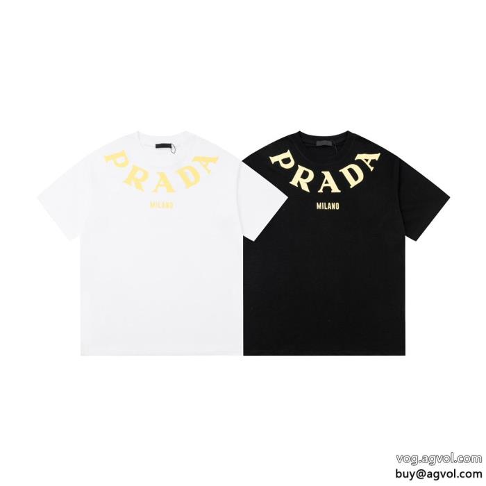 偽物 ブランド半袖TシャツPRADA限定版プリントトレンドを追求した新作_0_0