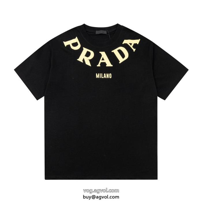 偽物 ブランド半袖TシャツPRADA限定版プリントトレンドを追求した新作_0_2