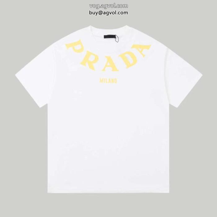 偽物 ブランド半袖TシャツPRADA限定版プリントトレンドを追求した新作_0_3