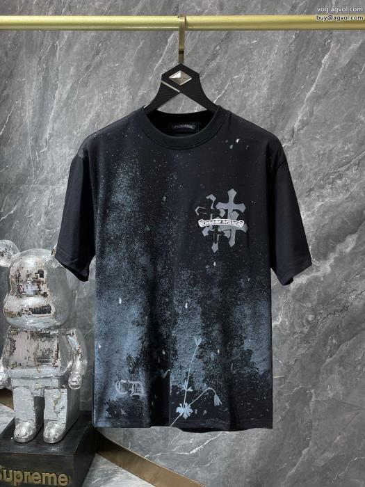 偽 ブランド 2023トレンド感満載なアイテム相性抜群のコンビ半袖TシャツCHROME HEARTS_0_1