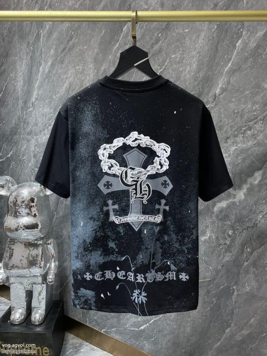 偽 ブランド 2023トレンド感満載なアイテム相性抜群のコンビ半袖TシャツCHROME HEARTS_0_2