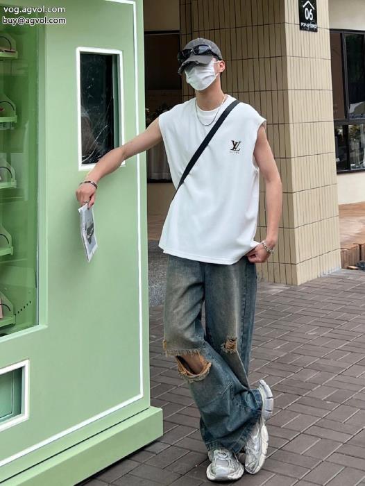夏らしく爽やかな印象定番人気ブランド コピー s 級ルイ ヴィトン半袖Tシャツ_0_2