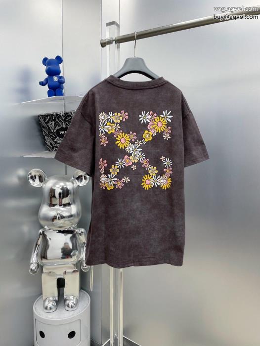 オフホワイト半袖Tシャツ芸能人愛用ブランド2024の流行りトップスブランド 激安_0_2