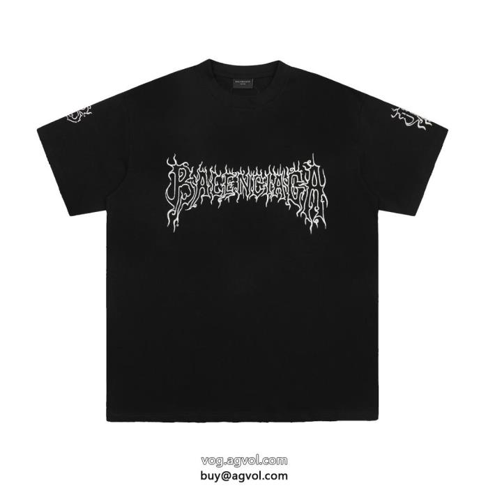 偽物 ブランド ショップbalenciaga元気な印象にあえて透かすスタイル半袖Tシャツ_0_0