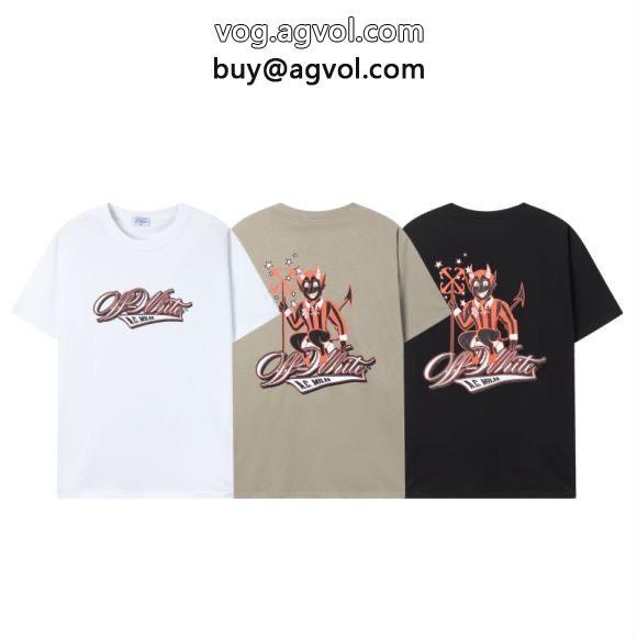 今年流大人っぽさ最新話題沸騰中オフホワイト半袖Tシャツブランド コピー 販売_0_2