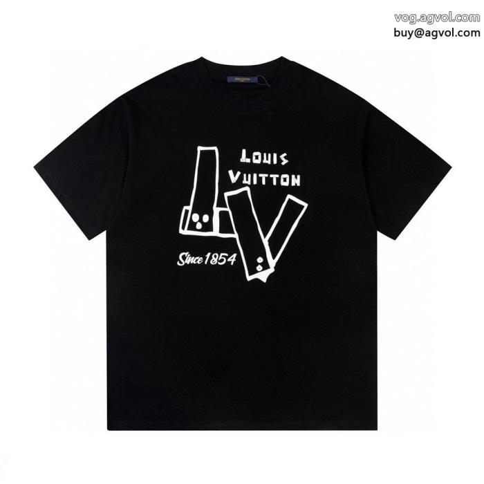 LOUIS VUITTON偽物 ブランド ショップ話題沸騰シンプルなデザイン半袖Tシャツ_2_0