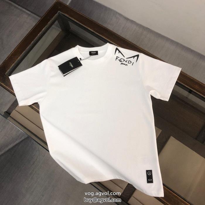 都会的な印象のスタイル大胆なカジュアルダウンフェンディ偽 ブランド半袖Tシャツ_0_0