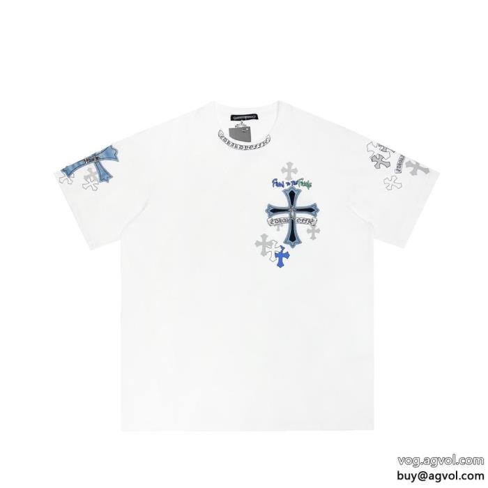 クロムハーツブランド フェイクギフト最適知的な雰囲気夏着物半袖Tシャツ_0_0
