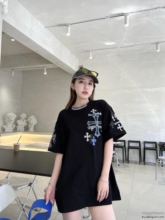 クロムハーツブランド フェイクギフト最適知的な雰囲気夏着物半袖Tシャツ_0_2