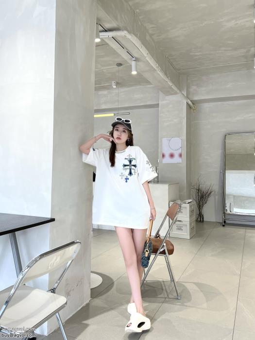 クロムハーツブランド フェイクギフト最適知的な雰囲気夏着物半袖Tシャツ_0_3