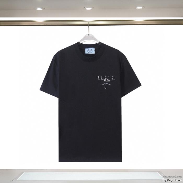 クラシカルな雰囲気春らしい繊細なアイテム半袖TシャツPRADAブランド 激安_0_1