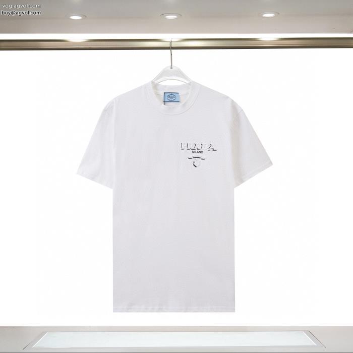 クラシカルな雰囲気春らしい繊細なアイテム半袖TシャツPRADAブランド 激安_0_3