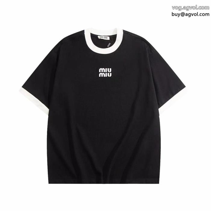 半袖Tシャツ偽 ブランド 大人OK2024SS希少なアイテムMIUMIU_0_0