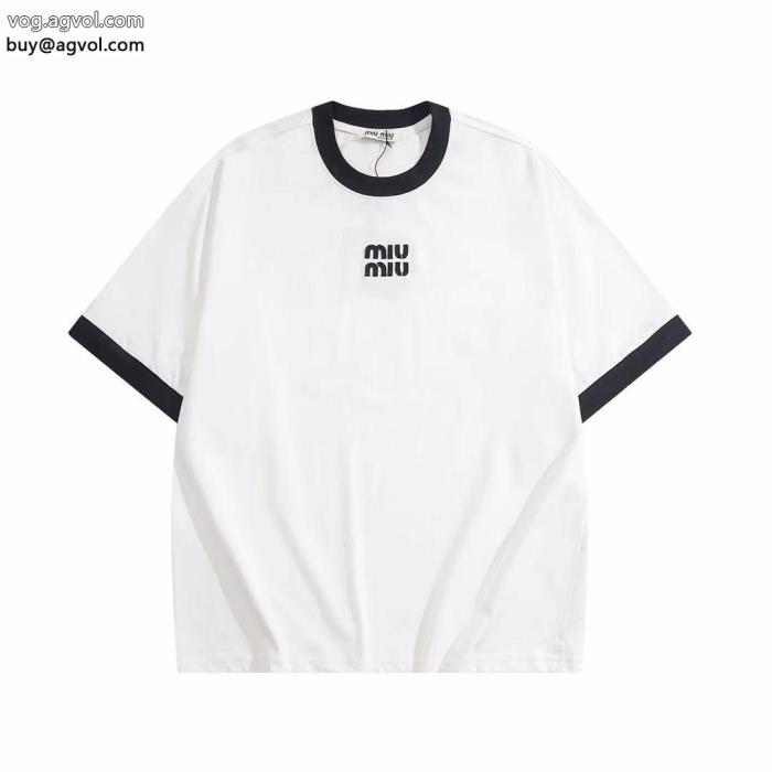半袖Tシャツ偽 ブランド 大人OK2024SS希少なアイテムMIUMIU_0_1