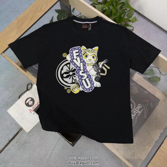 ブランド コピー ショップ半袖TシャツEVISU意外と相性がいい高級感のあるデザイン_0_1