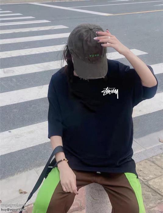 リラックス感急上昇大胆なカジュアルダウン偽 ブランド 販売半袖Tシャツステューシー_0_2