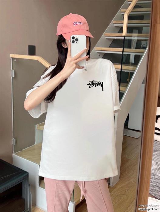 リラックス感急上昇大胆なカジュアルダウン偽 ブランド 販売半袖Tシャツステューシー_0_3