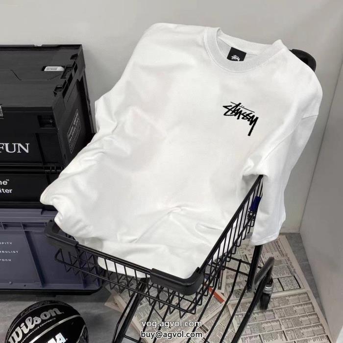 リラックス感急上昇大胆なカジュアルダウン偽 ブランド 販売半袖Tシャツステューシー_0_4
