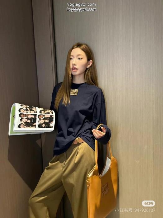 ブランド スーパー コピー最新ランキングTOP著名人の着用長袖TシャツMIUMIU_0_1