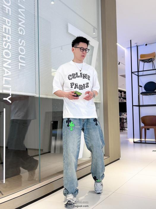 CELINEブランド スーパー コピー清涼感23AW お早目に半袖Tシャツ_0_1