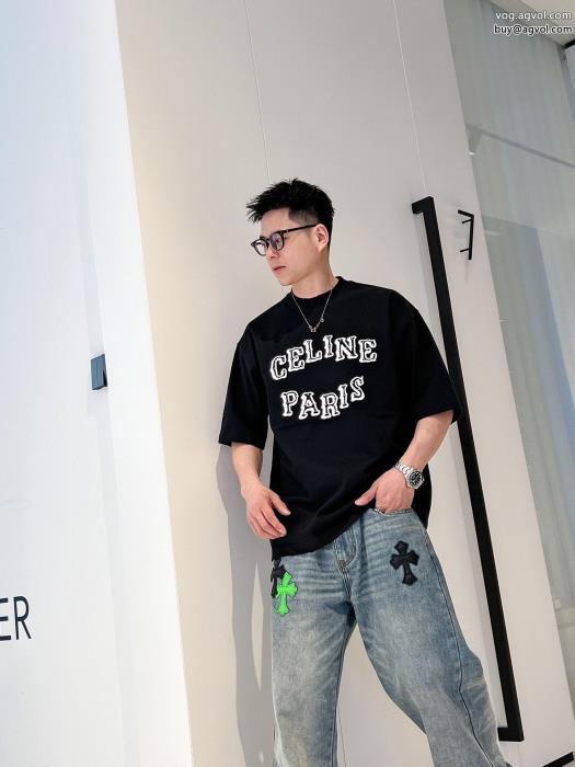 CELINEブランド スーパー コピー清涼感23AW お早目に半袖Tシャツ_0_5