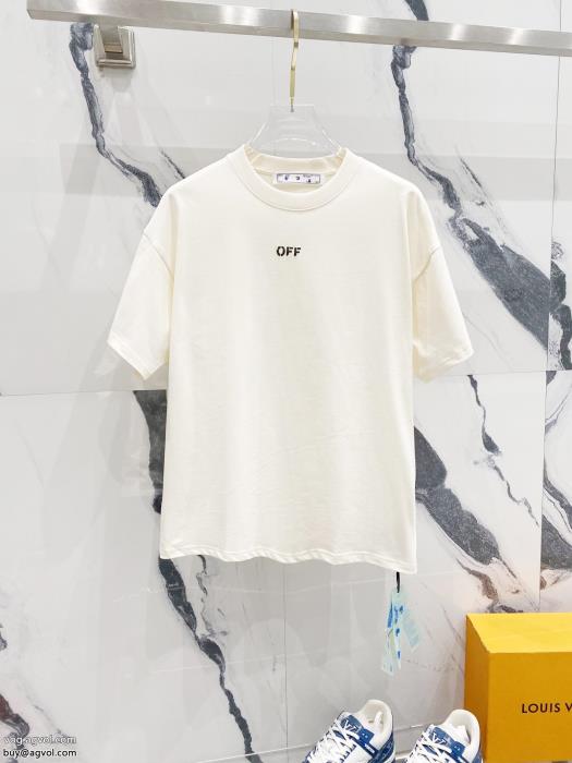 ブランド コピー 安心在庫希少爽やかな色合いOff-White半袖Tシャツ_0_4
