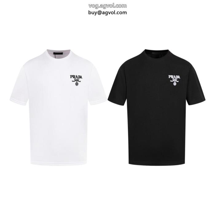 お洒落な印象にヴィンテージ感ブランド 偽物 通販プラダ半袖Tシャツ_0_2