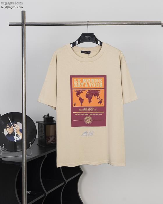 大胆なカジュアルダウン爽やかマルチ半袖Tシャツブランド 通販 激安LOUIS VUITTON_0_1