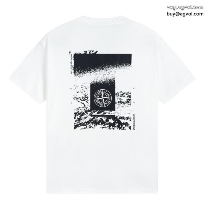 ストーンアイランドブランド コピー 販売2025新作新品SS23カッコいい 半袖Tシャツ_0_2