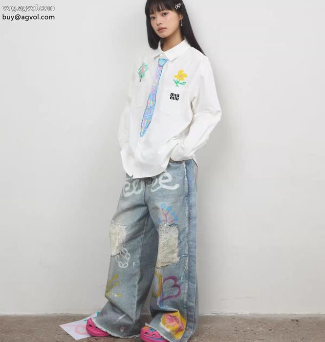 SS23限定版人気セール100%新品ミュウミュウ長袖シャツ激安 通販 専門_0_2