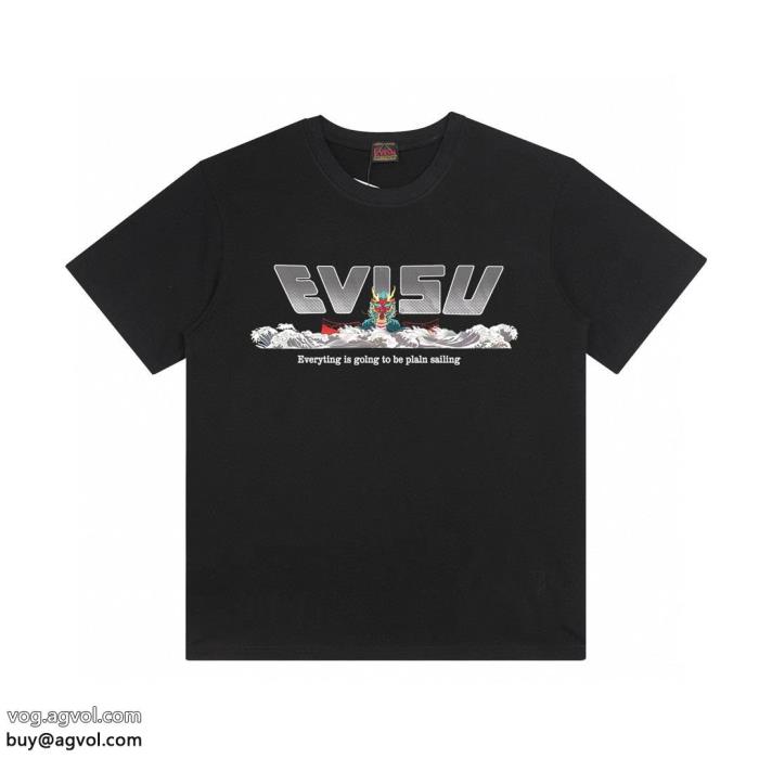 偽 ブランド半袖TシャツEVISU大人気ブランドカジュアル反転魅力_0_1