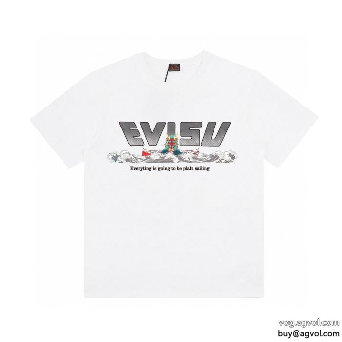 偽 ブランド半袖TシャツEVISU大人気ブランドカジュアル反転魅力_0_2