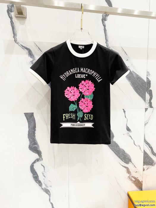 23SS 異素材洒落感を演出する！激安 ブランド 通販ロエベ半袖Tシャツ_0_4